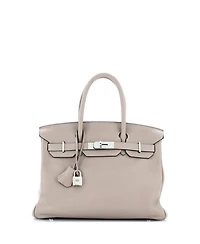 Pre-Owned Hermes Birkin 30 Handbag Grey Clemence with Palladium Hardware