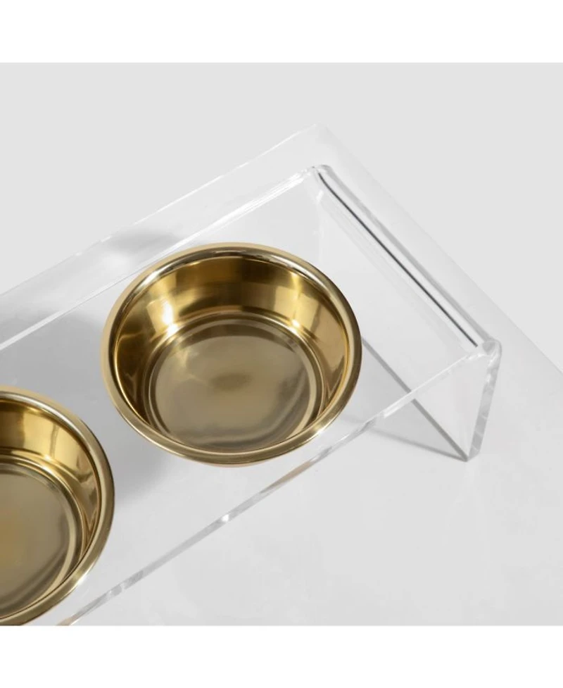 Medium Triple Bowl Pet Feeder, 1 Quart Bowls
