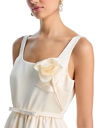 Satin Flower Midi Dress