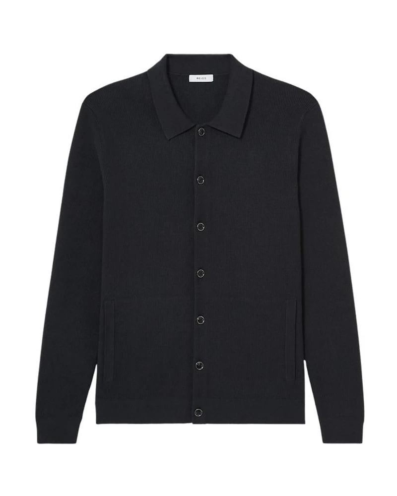 Saint Long Sleeve Fine Rib Button Up Cardigan