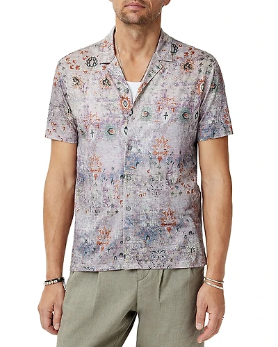 John Varvatos Espino Linen Printed Camp Shirt