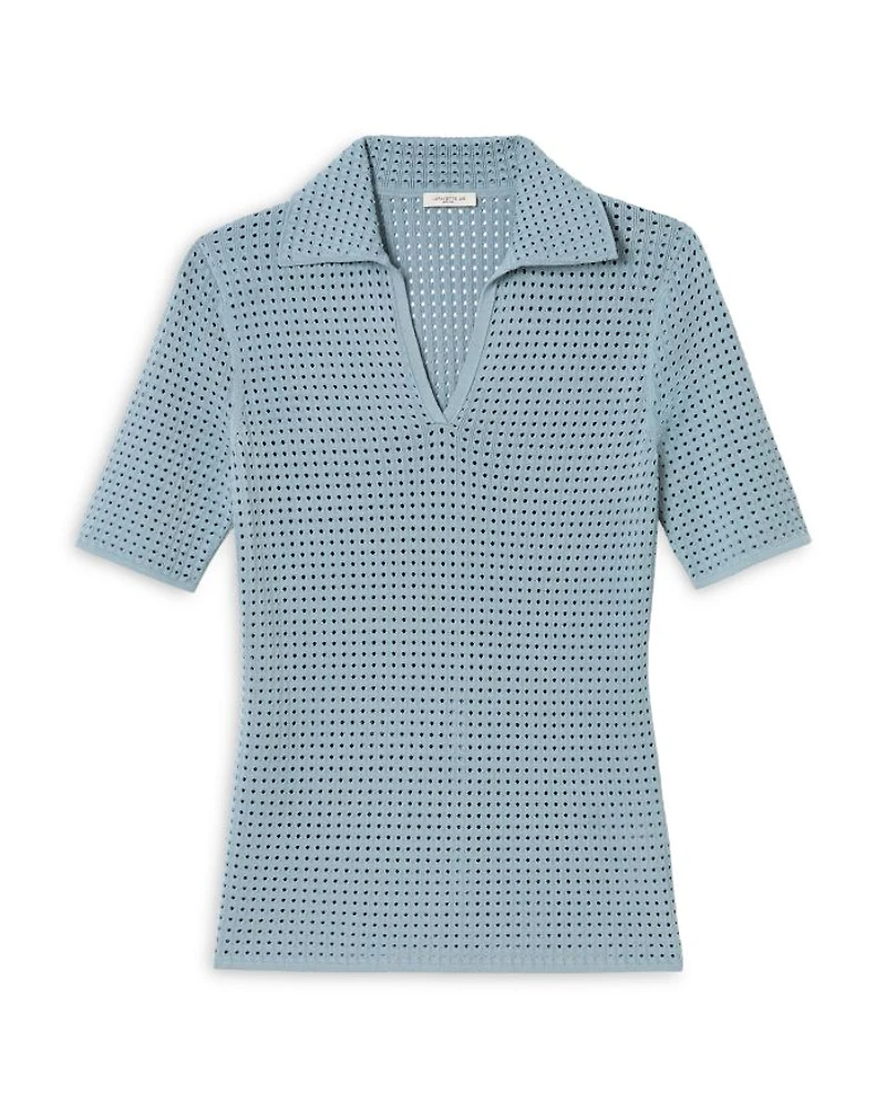 Pointelle Stitch Polo Shirt