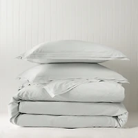 Sky Tipped Double-Flange Percale Duvet Cover Set, Full/Queen