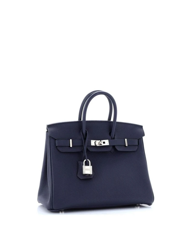 Birkin 25 Handbag Blue Togo with Palladium Hardware
