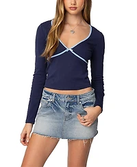 Edikted Corie Contrast V Neck Top