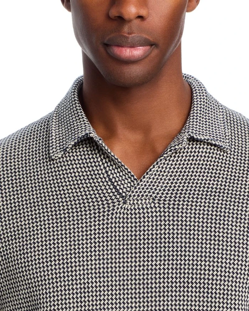 Houndstooth Cotton Knit Polo Shirt - Exclusive