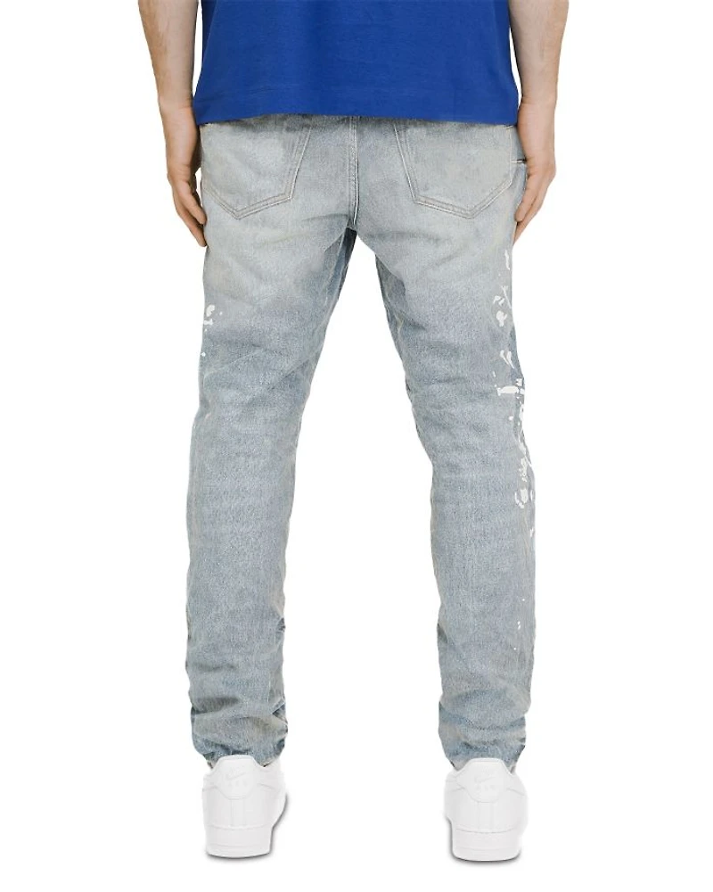 Manganese Slim Straight Jeans with Paint Splatter