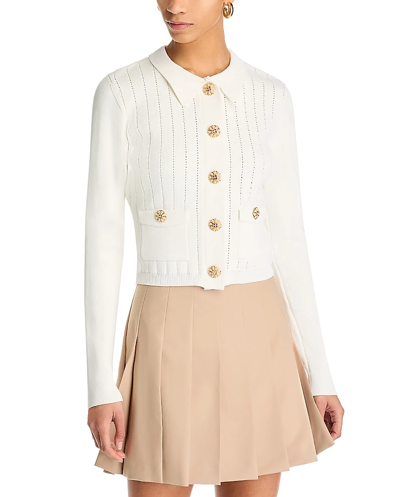 Cara Patty Collared Cardigan Sweater