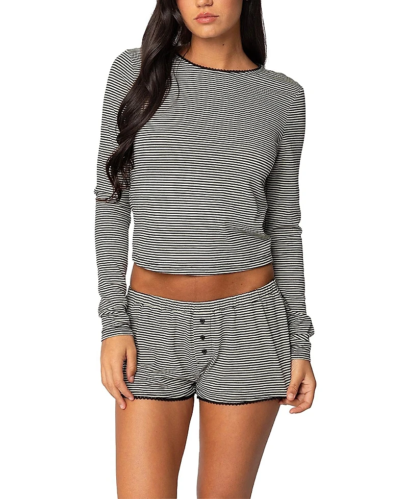 Edikted Suzy Striped Long Sleeve T-Shirt