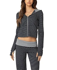 Edikted Meggy Striped Zip Up Hoodie
