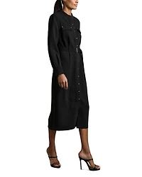Belted Long Sleeve Shirt Dress