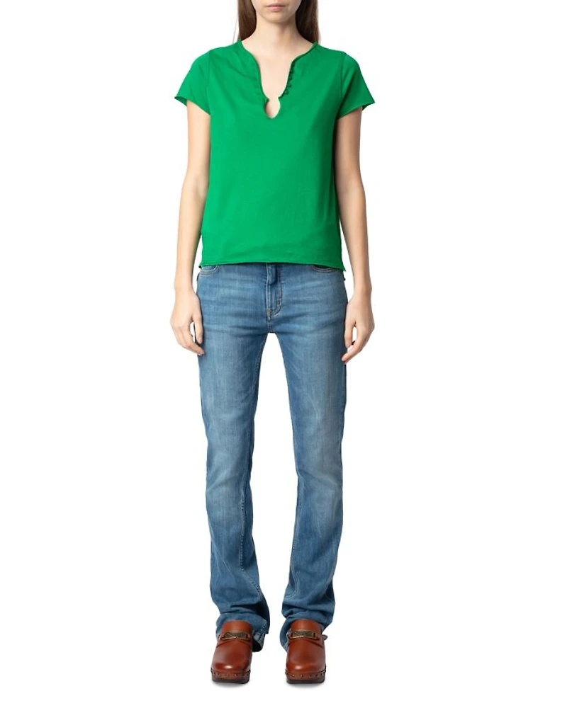 Diamanté Henley Tee