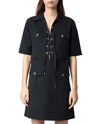 Record Military Cotton Mini Dress