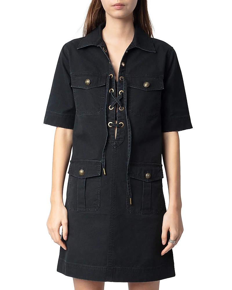 Zadig & Voltaire Record Military Cotton Mini Dress