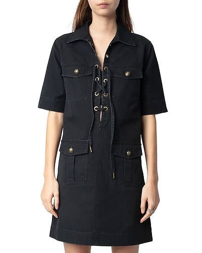 Zadig & Voltaire Record Military Cotton Mini Dress