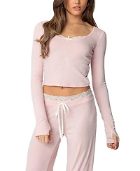 Edikted Peekaboo Lace Long Sleeve Top