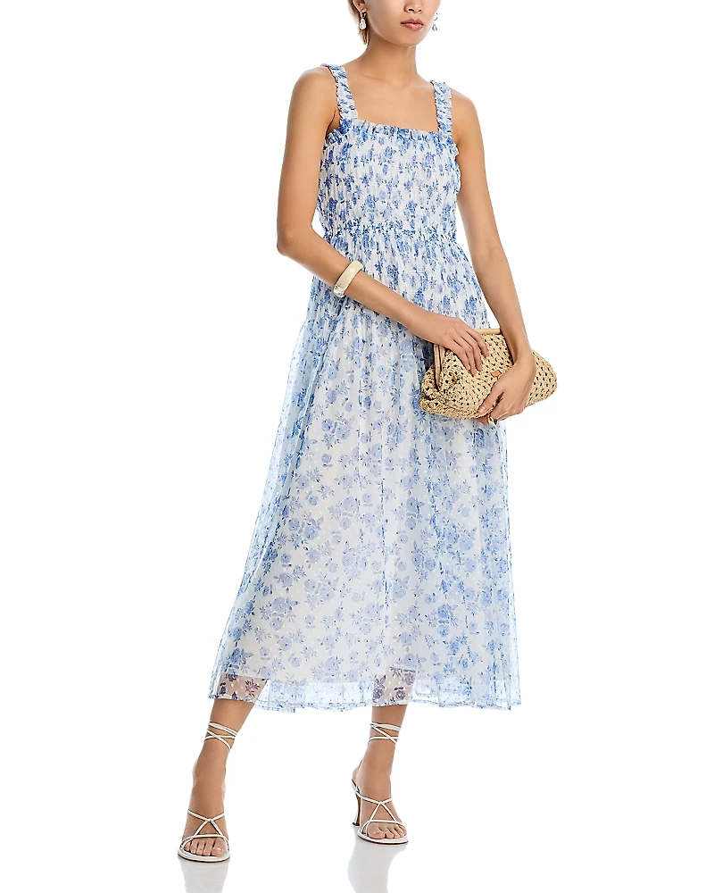 Aqua Floral Lace Midi Dress - Exclusive