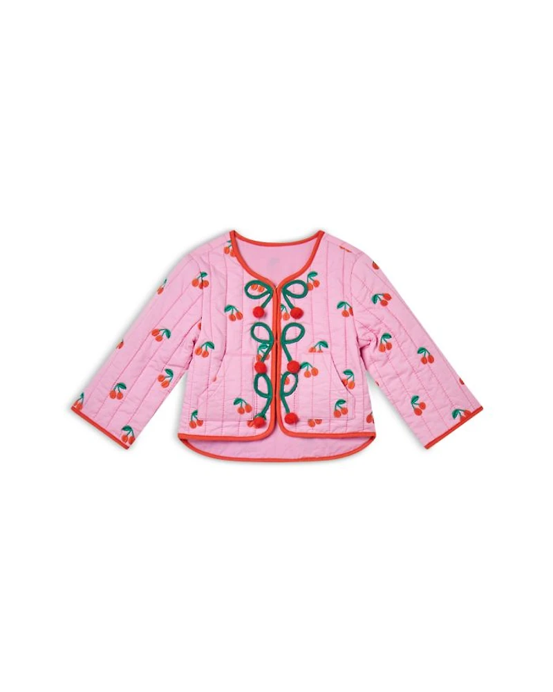 Girls' Cherries Embroidered Quilted Jacket - Baby