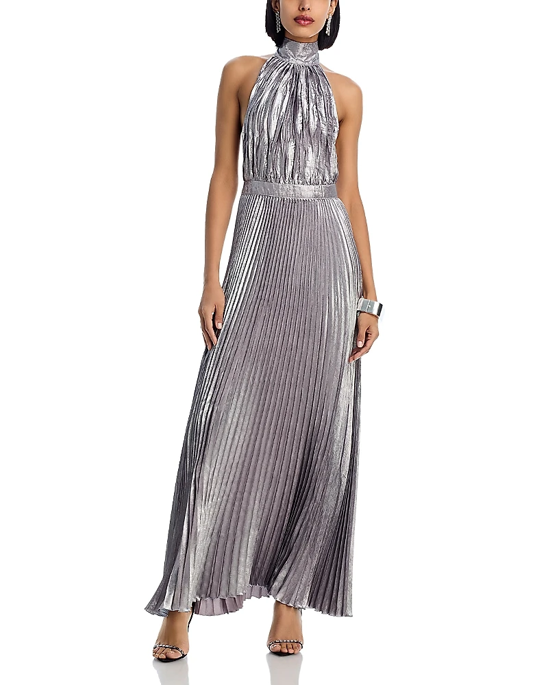 L'Idee Eden Pleated Halter Dress