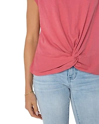Short Sleeve Boat Neck Knit Top