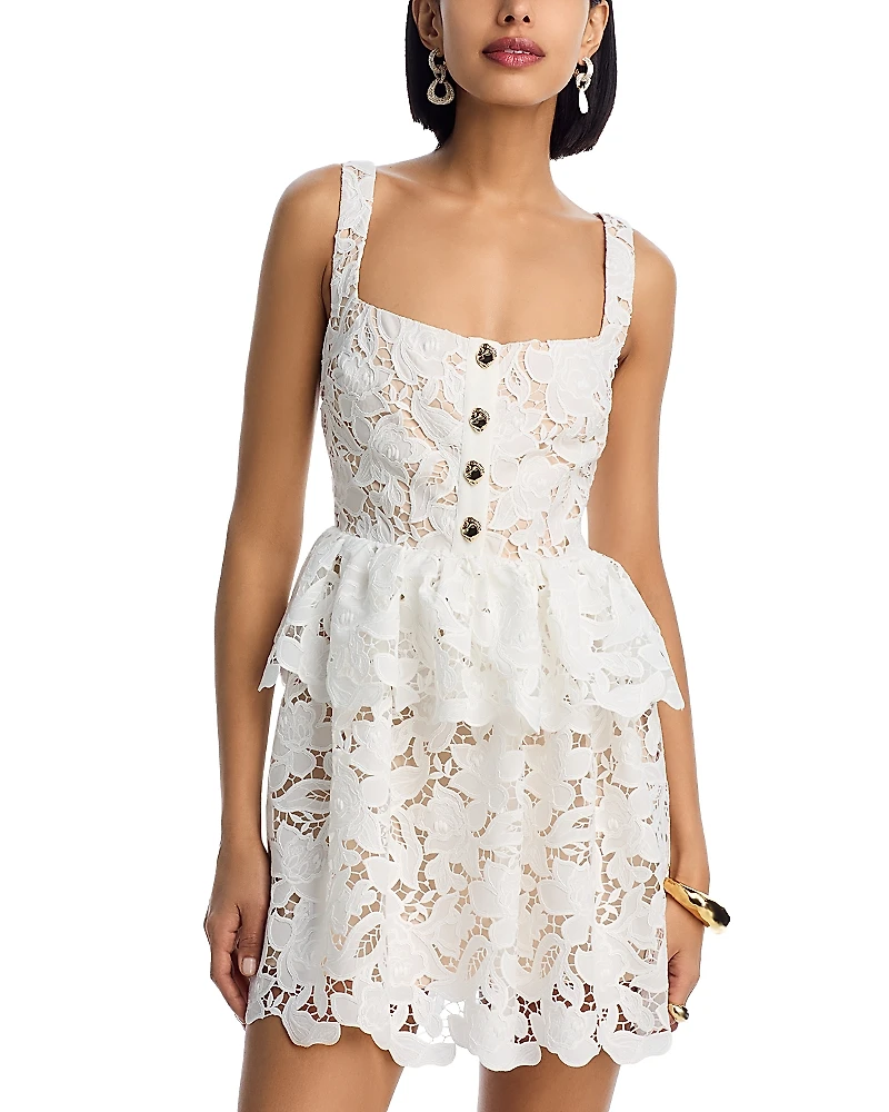 Self-Portrait Lace Peplum Mini Dress