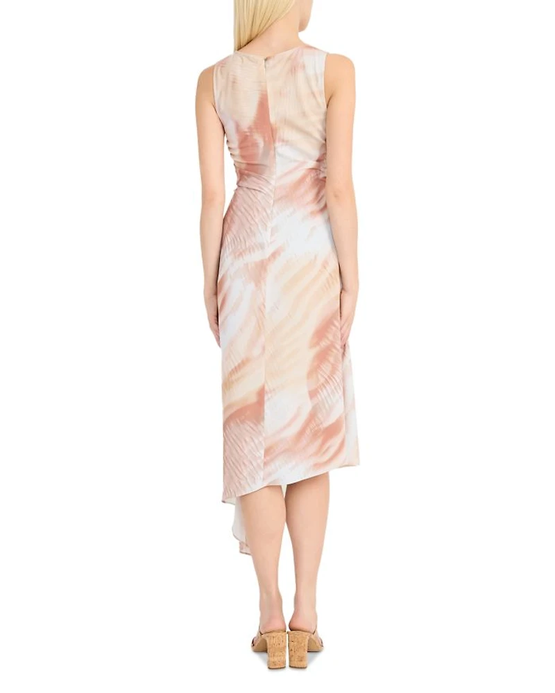 Printed Asymmetric Midi Dress