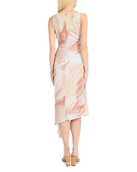 Printed Asymmetric Midi Dress