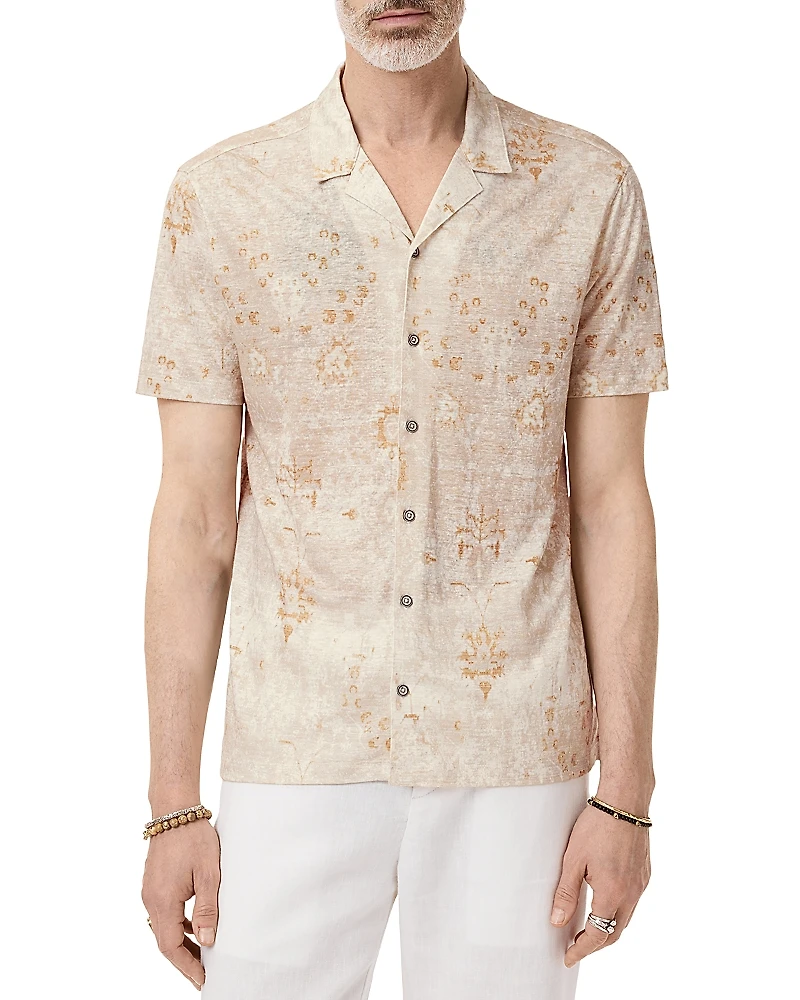 John Varvatos Espino Linen Printed Camp Shirt