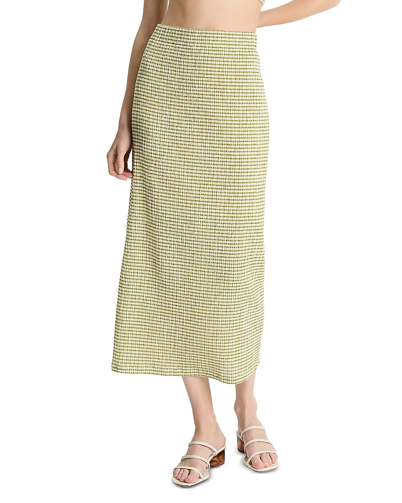Vince Seersucker Midi Skirt