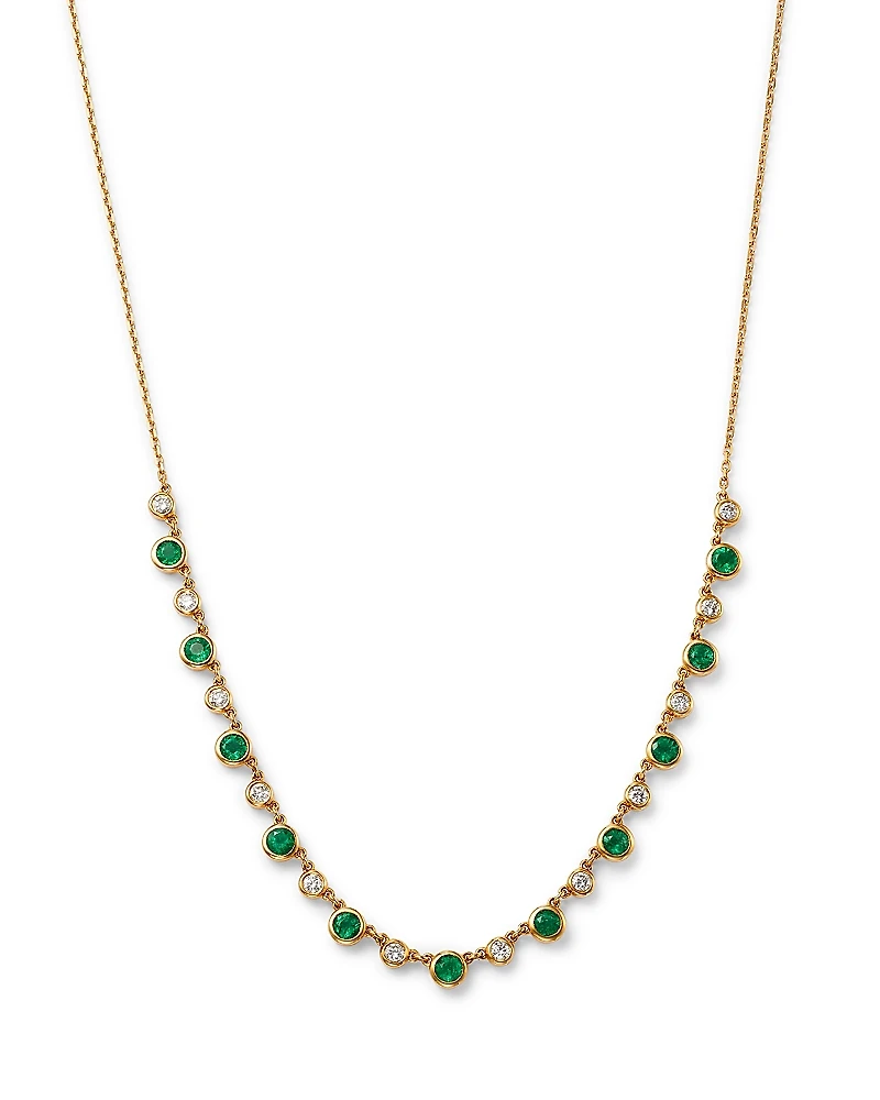 Bloomingdale's Fine Collection Emerald & Diamond Droplet Station Necklace