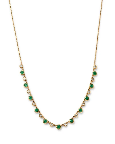 Bloomingdale's Fine Collection Emerald & Diamond Droplet Station Necklace