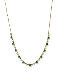 Bloomingdale's Fine Collection Emerald & Diamond Droplet Station Necklace