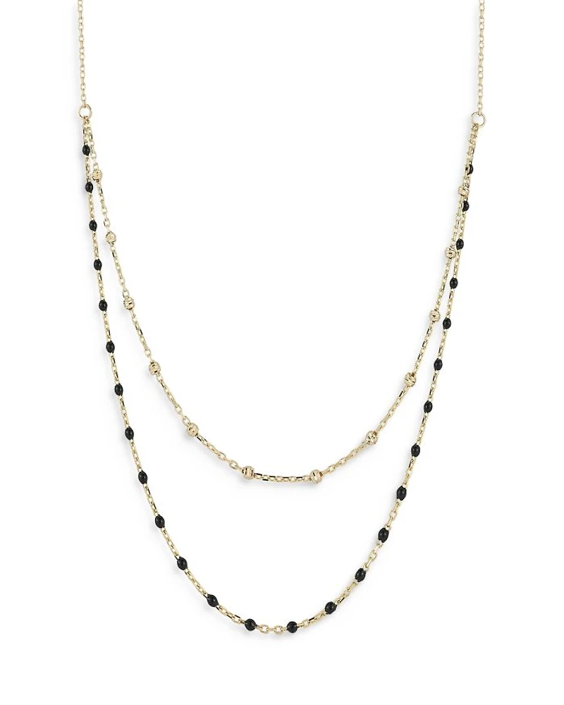 14K Yellow Gold Double Layered Necklace, 16"