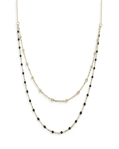 14K Yellow Gold Double Layered Necklace, 16"