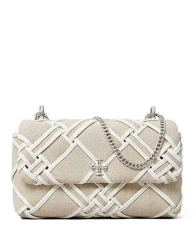 Tory Burch Mini Kira Woven Canvas Flap Bag