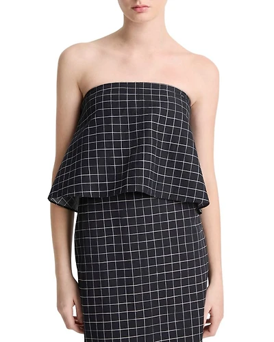 Trellis Plaid Strapless Top