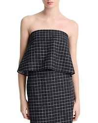 Trellis Plaid Strapless Top