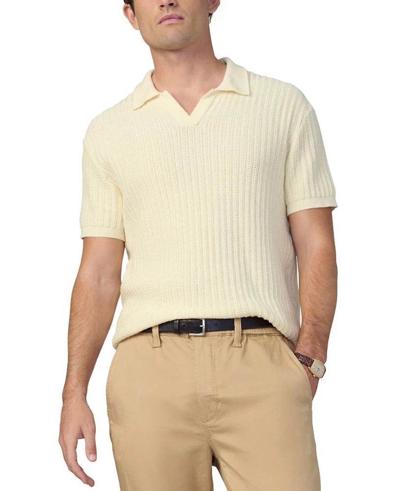 Textured Short Sleeve Polo Sweater
