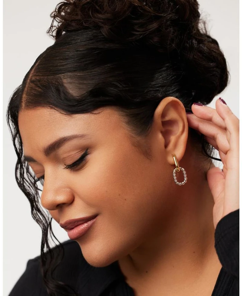 Double Ash Double Two Tone Hoop Earrings