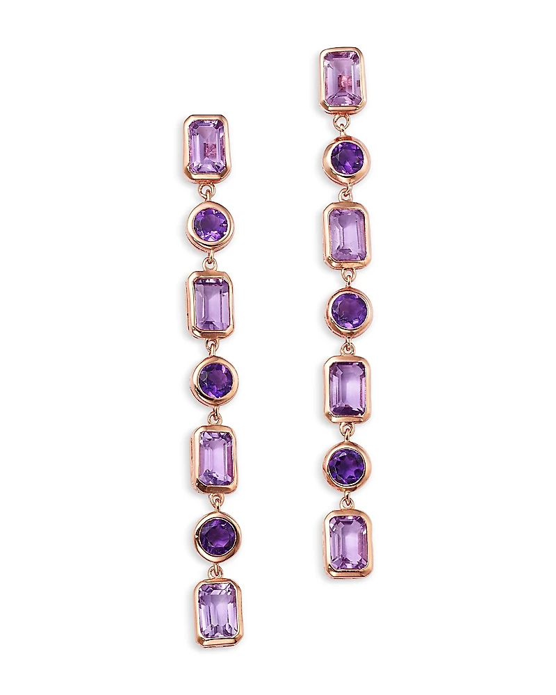 Bloomingdale's Fine Collection Rose de France & Purple Amethyst Mixed Cut Linear Drop Earrings