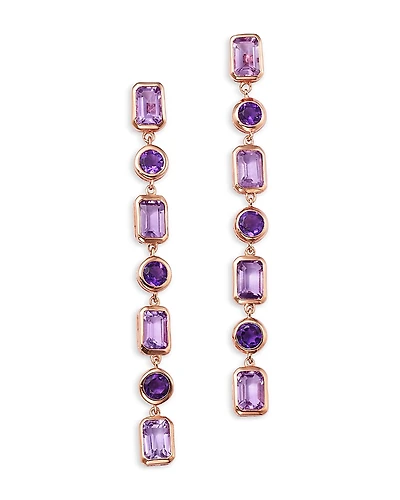 Bloomingdale's Fine Collection Rose de France & Purple Amethyst Mixed Cut Linear Drop Earrings