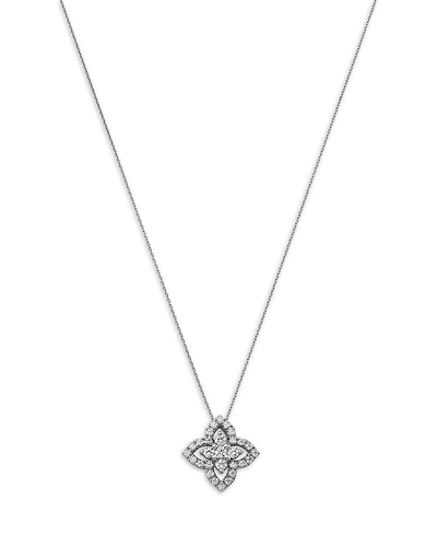 Diamond Clover Pendant Necklace in 14K White Gold, 0.50 tcw