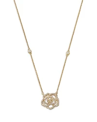 Diamond Flower Necklace in 14K Yellow Gold, 0.50 tcw