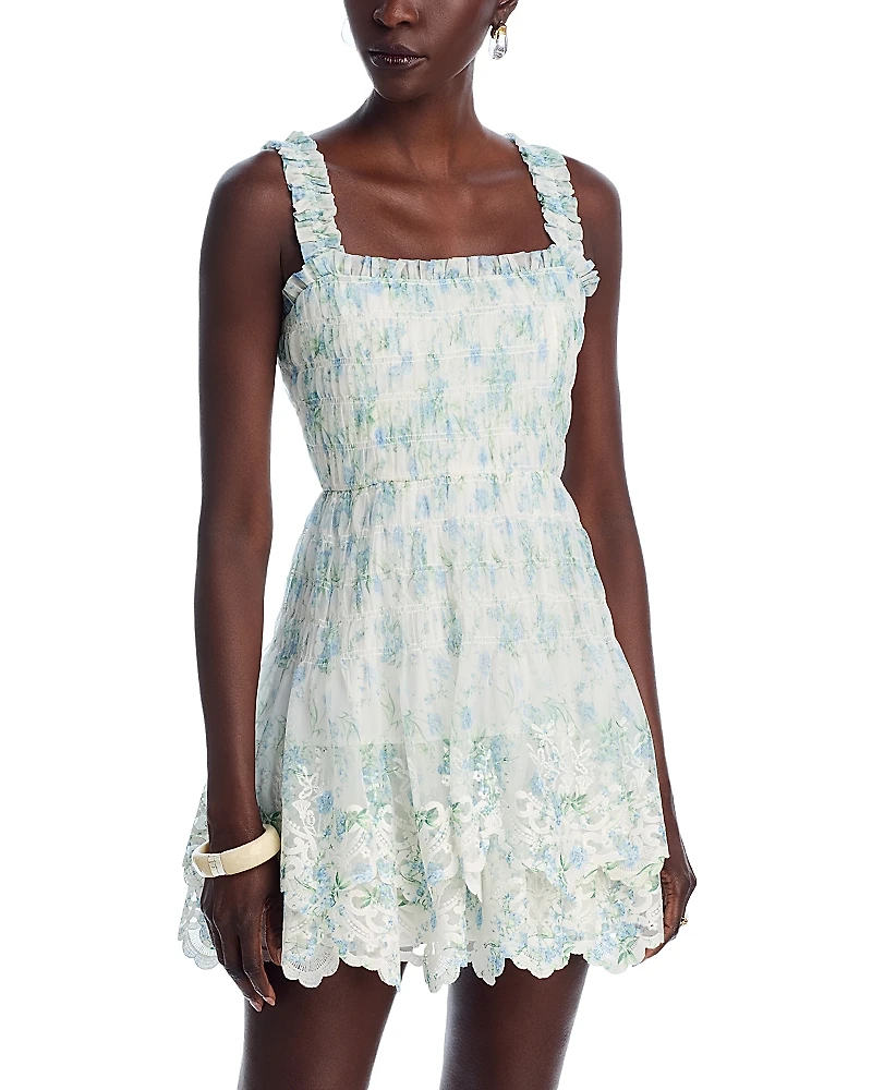 Aqua Flutter Trim Mini Dress - Exclusive