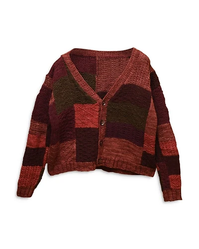 Wool Patchwork Regular Fit Cardigan