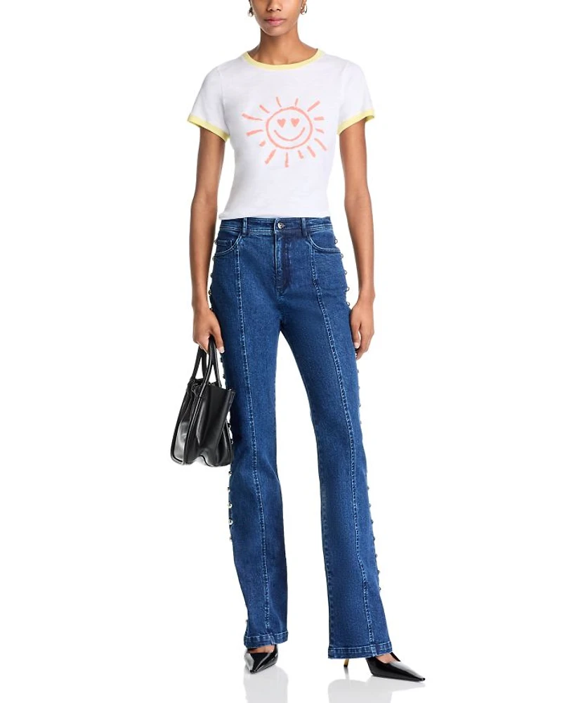Smiling Sun Shrunken Ringer Tee