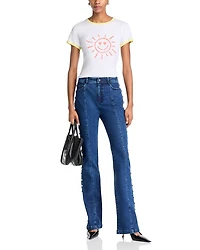 Smiling Sun Shrunken Ringer Tee