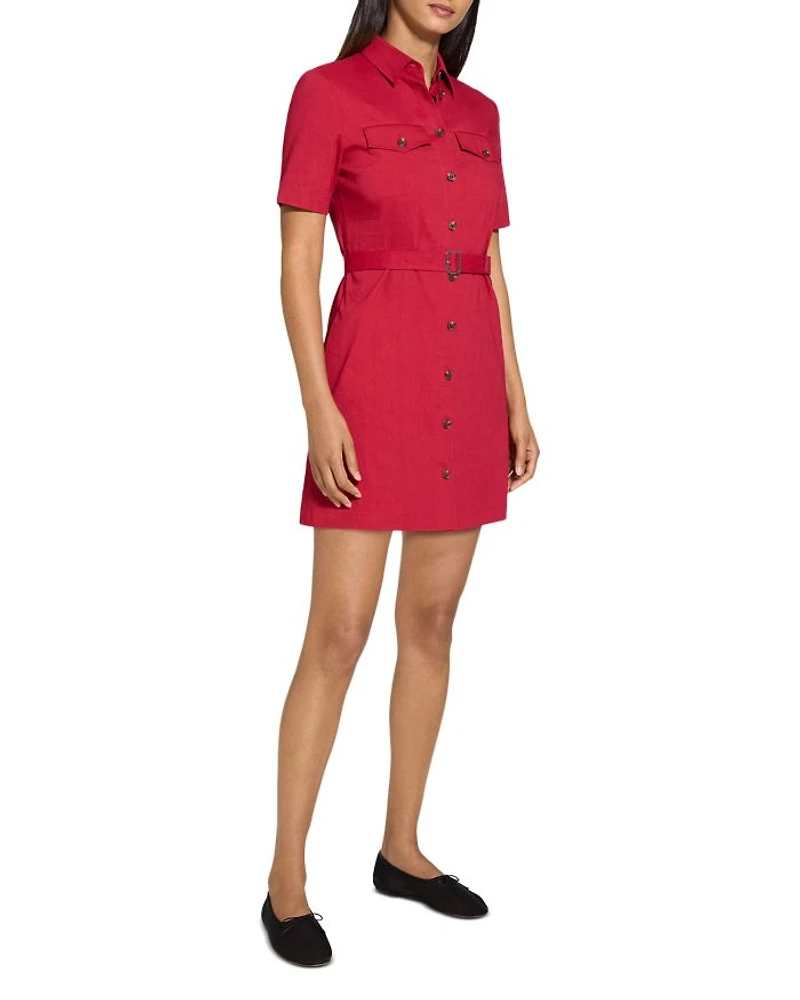 Linen Blend Military Mini Dress