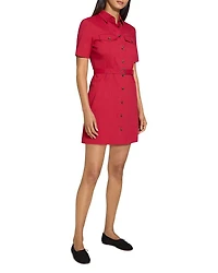 Linen Blend Military Mini Dress