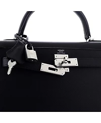 Kelly 28 Handbag Black Epsom with Palladium Hardware